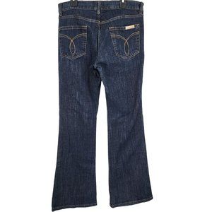 Calvin Klein Dark Wash Jeans Flare Fit 71100 Mid Rise Zip Pockets Dressy Size‎ 6